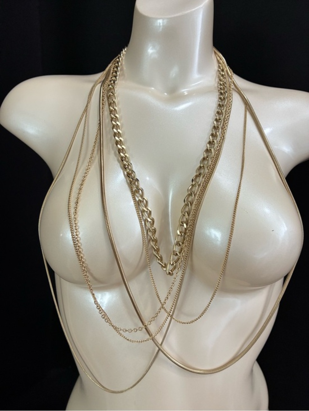 Layered Gold-Tone Multichain Necklace